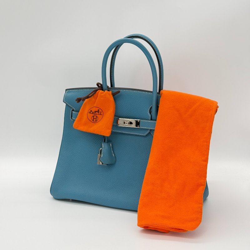 HERMES 愛馬仕 Birkin30 BK30 牛仔藍 Togo牛皮 手提包-0