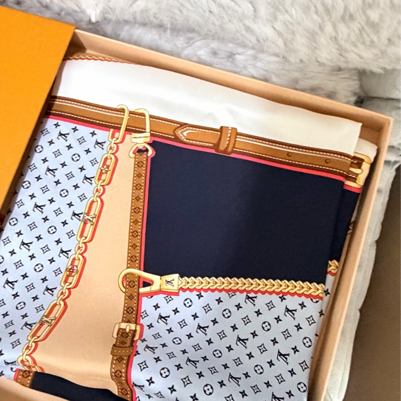 Lv 90x90 CHAIN真絲方巾-2