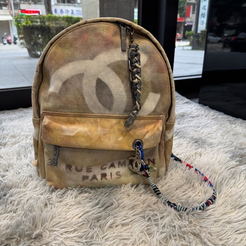 CHANEL 絕版逸品 14S GD同款 塗鴉 帆布 後背包 A92318