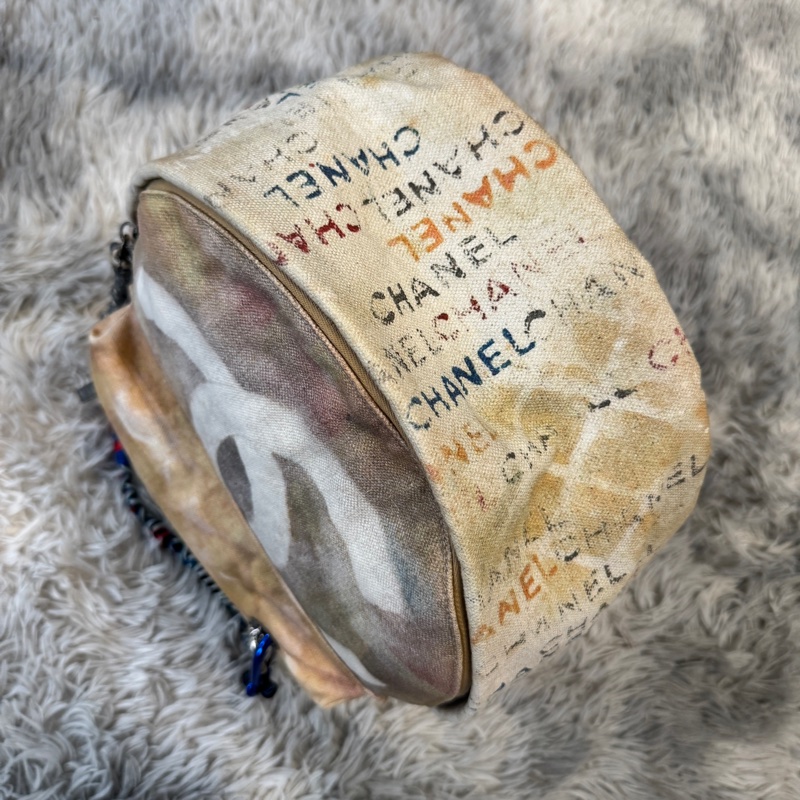 CHANEL 絕版逸品 14S GD同款 塗鴉 帆布 後背包 A92318-6