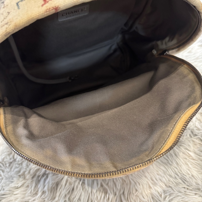CHANEL 絕版逸品 14S GD同款 塗鴉 帆布 後背包 A92318-8