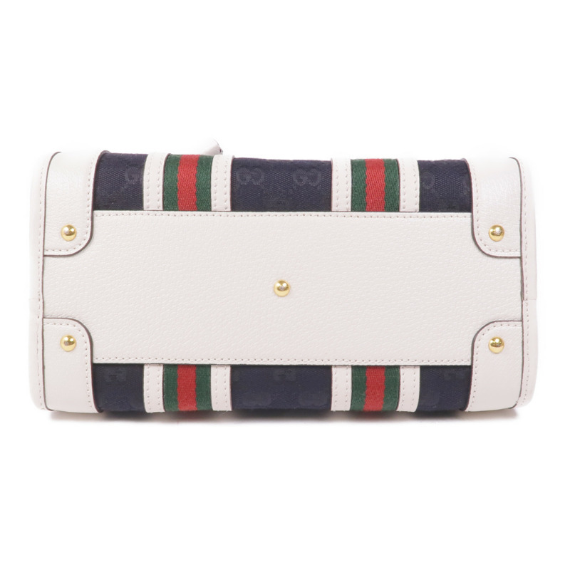 GUCCI 帆布/牛皮皮革2 Way Shoulder金扣手挽肩背兩用袋-3