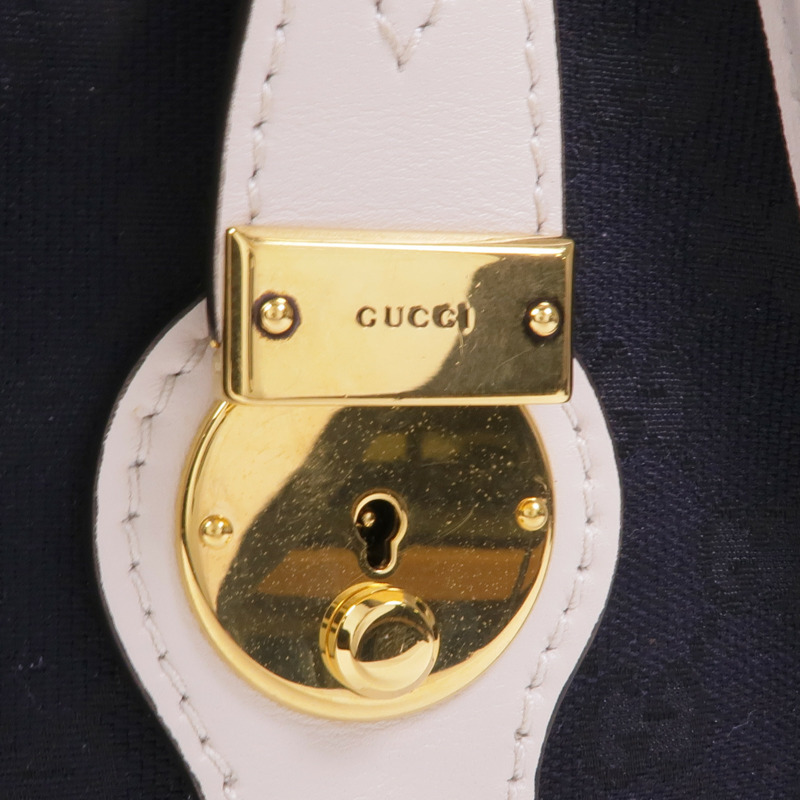 GUCCI 帆布/牛皮皮革2 Way Shoulder金扣手挽肩背兩用袋-9