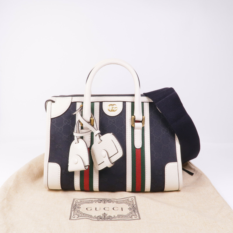 GUCCI 帆布/牛皮皮革2 Way Shoulder金扣手挽肩背兩用袋-15