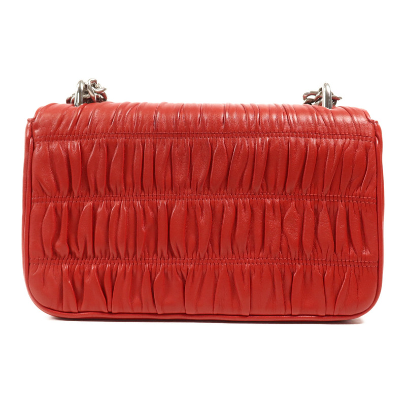 PRADA 牛皮皮革Chain Shoulder銀扣肩背袋-1