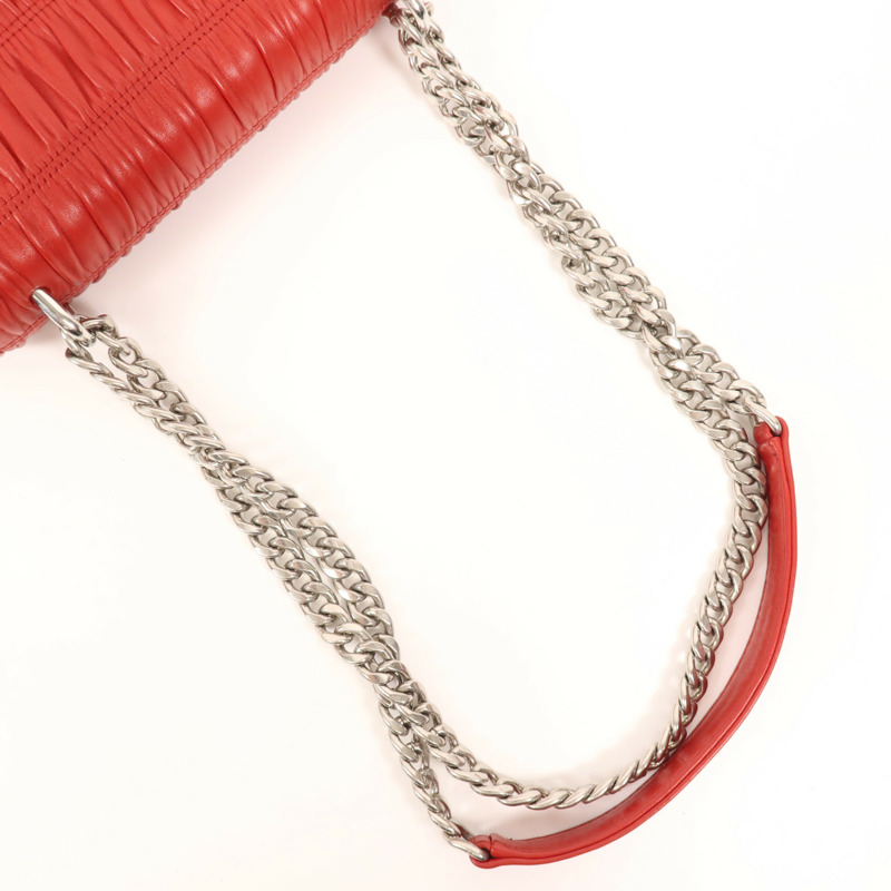 PRADA 牛皮皮革Chain Shoulder銀扣肩背袋-4