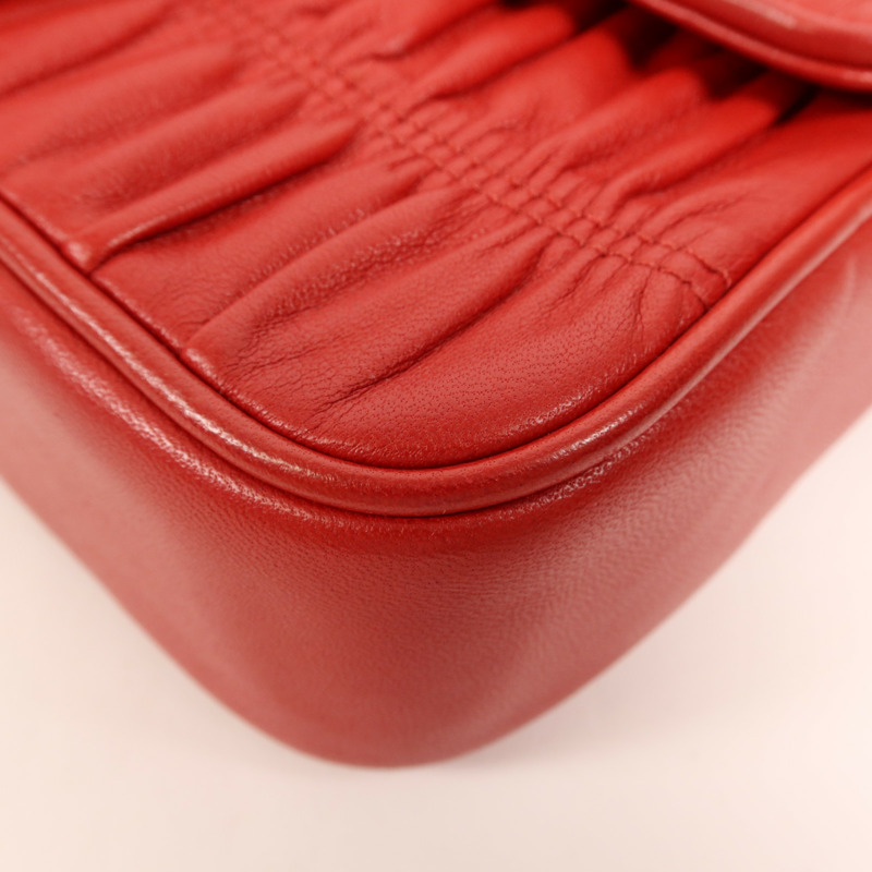 PRADA 牛皮皮革Chain Shoulder銀扣肩背袋-5