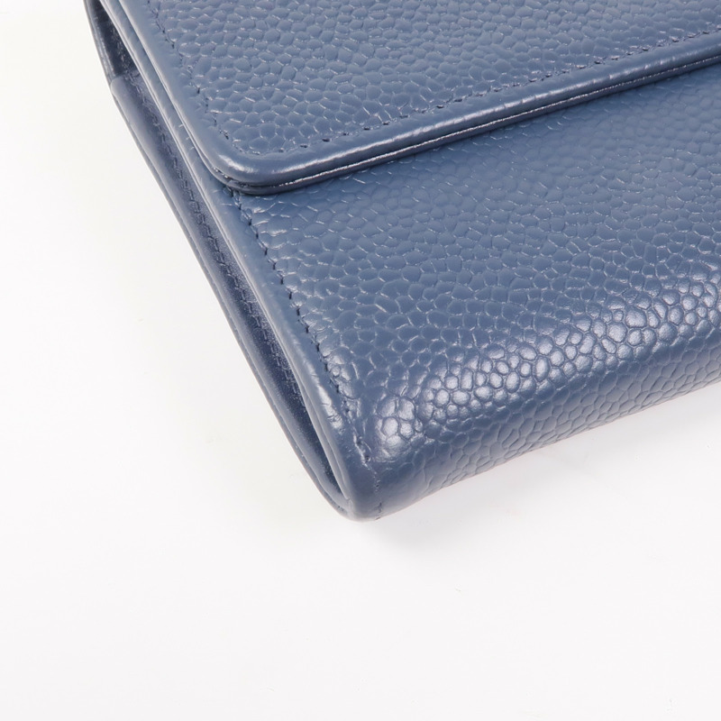 CHANEL 牛皮皮革Long Wallet銀扣長錢包-7
