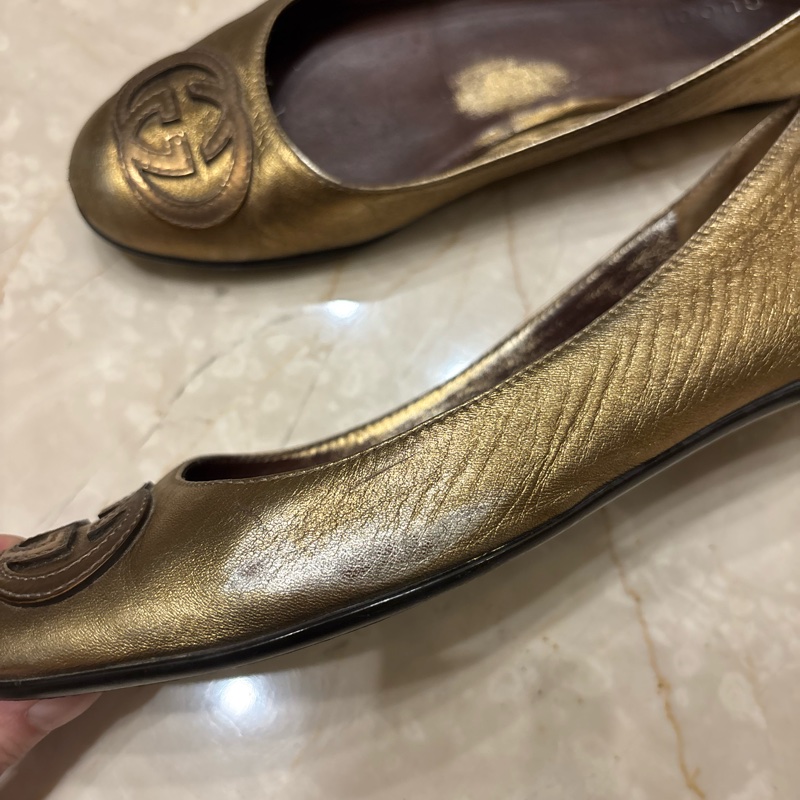 Gucci古銅金37.5娃娃鞋/平底鞋-2
