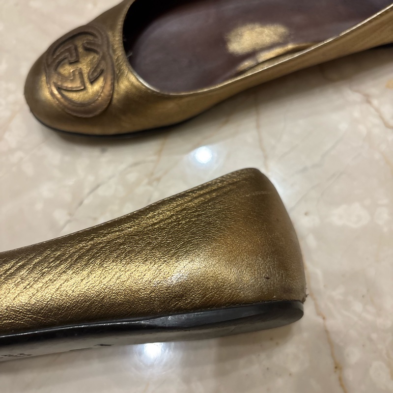 Gucci古銅金37.5娃娃鞋/平底鞋-3