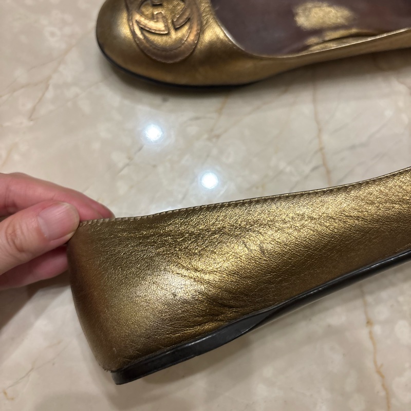Gucci古銅金37.5娃娃鞋/平底鞋-5