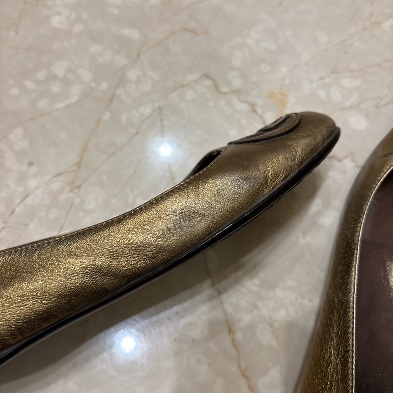 Gucci古銅金37.5娃娃鞋/平底鞋-9