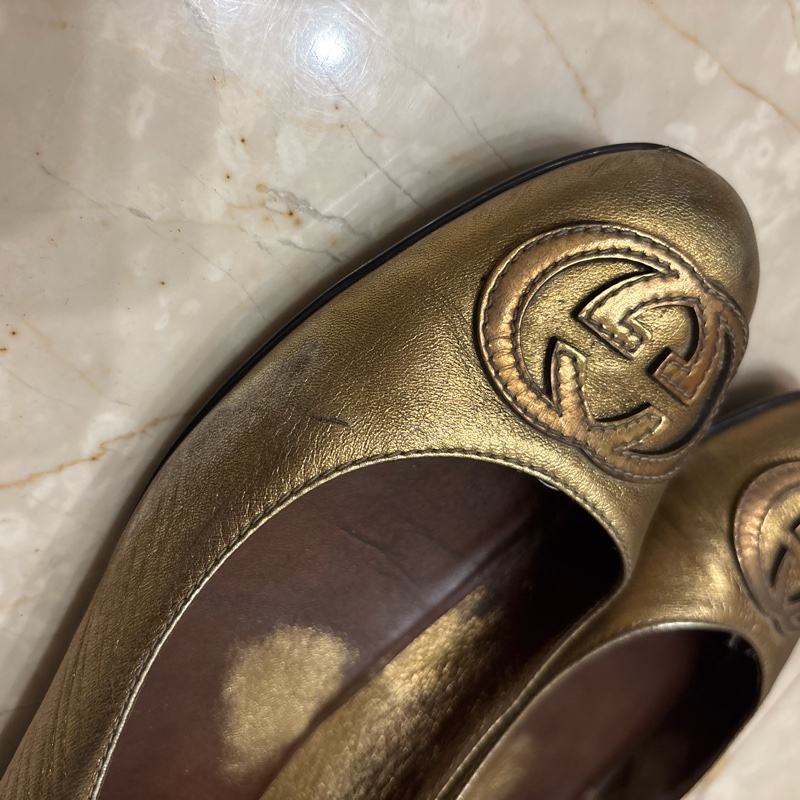 Gucci古銅金37.5娃娃鞋/平底鞋-14