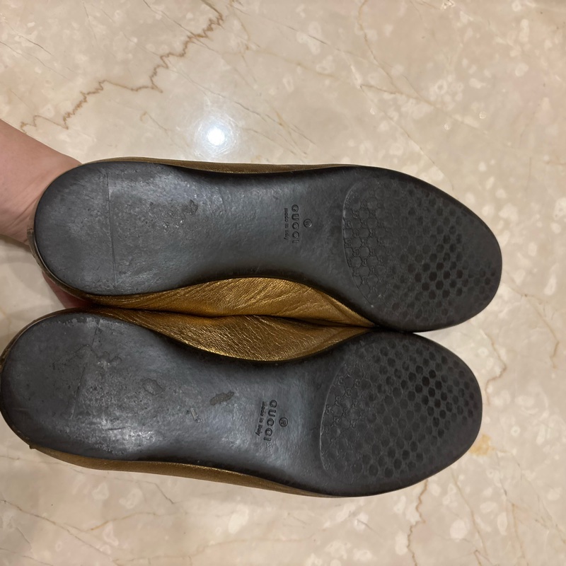 Gucci古銅金37.5娃娃鞋/平底鞋-15