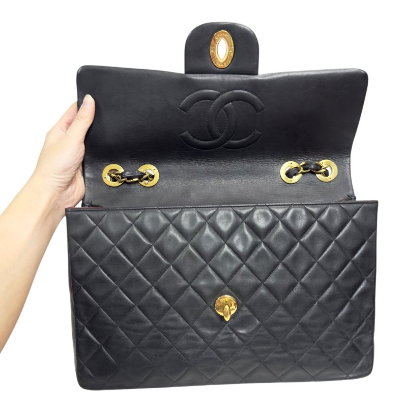 CHANEL CC 黑色 中古 翻蓋鏈條包 貝嫂包-15