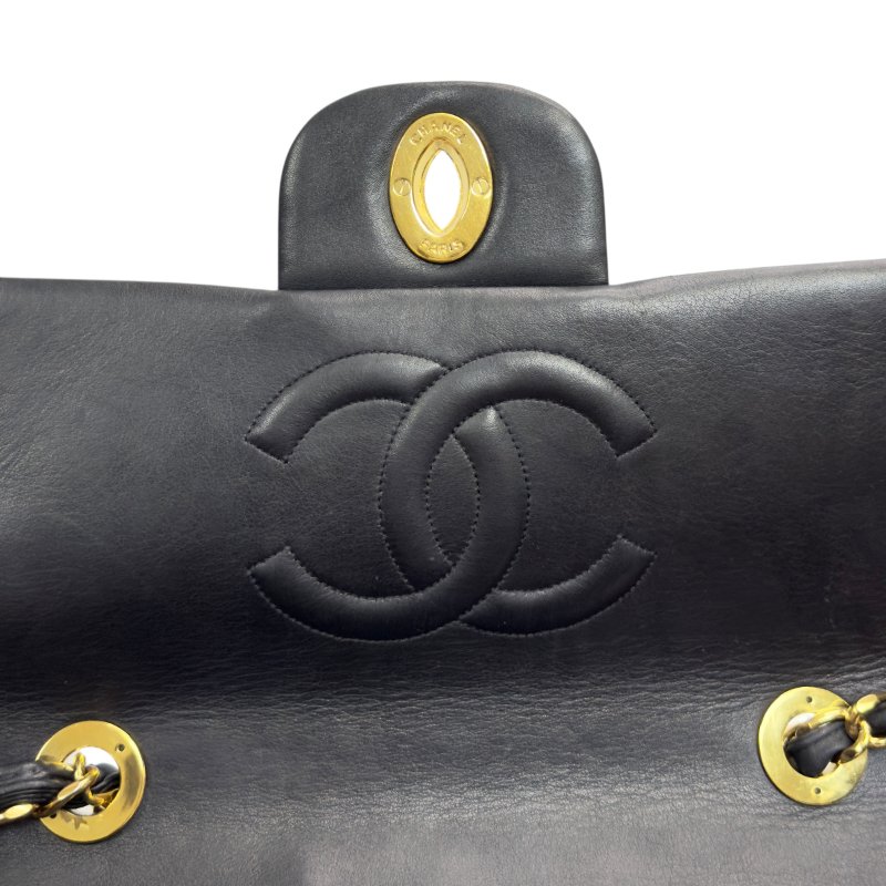 CHANEL CC 黑色 中古 翻蓋鏈條包 貝嫂包-16