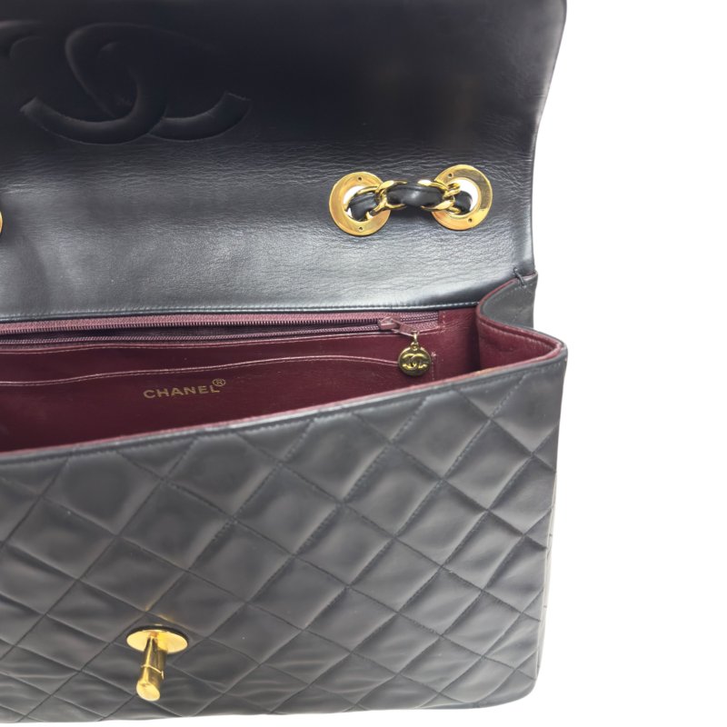 CHANEL CC 黑色 中古 翻蓋鏈條包 貝嫂包-19