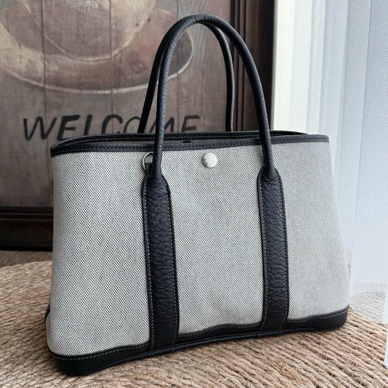 Hermes花園帆布黑白熊貓花園包30 Garden Party30 框H-2