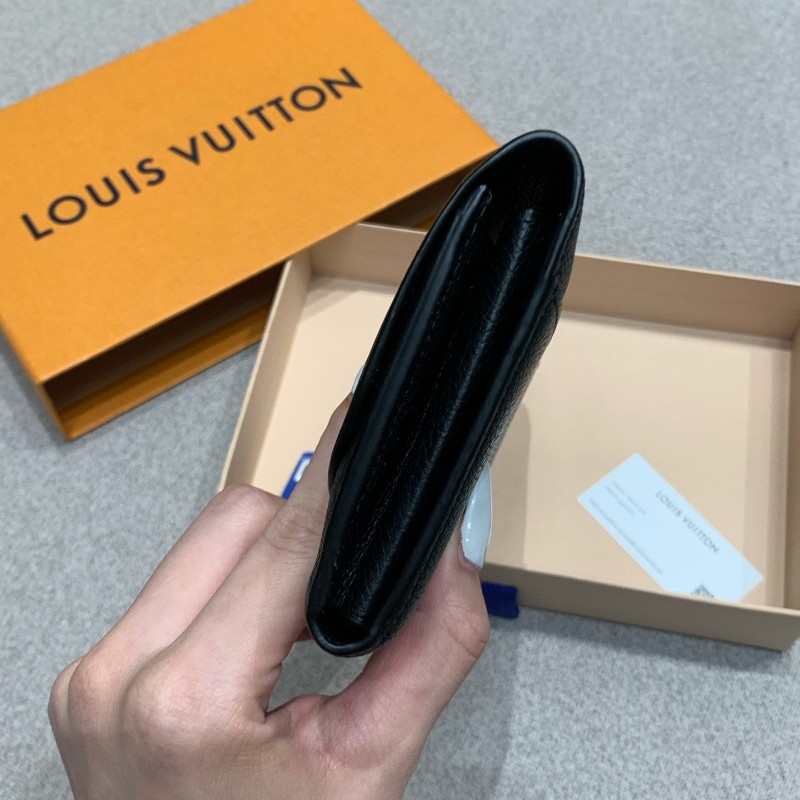 LV 路易威登黑金牛皮大logo長款錢包銀包-1