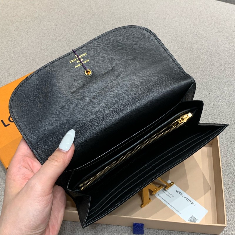 LV 路易威登黑金牛皮大logo長款錢包銀包-6