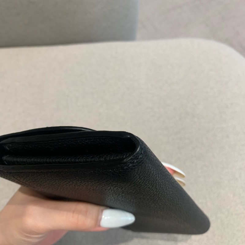 LV 路易威登黑金牛皮大logo長款錢包銀包-8