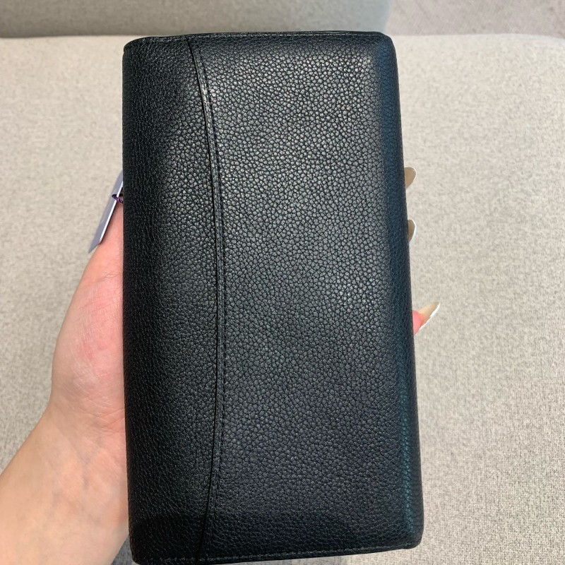 LV 路易威登黑金牛皮大logo長款錢包銀包-15