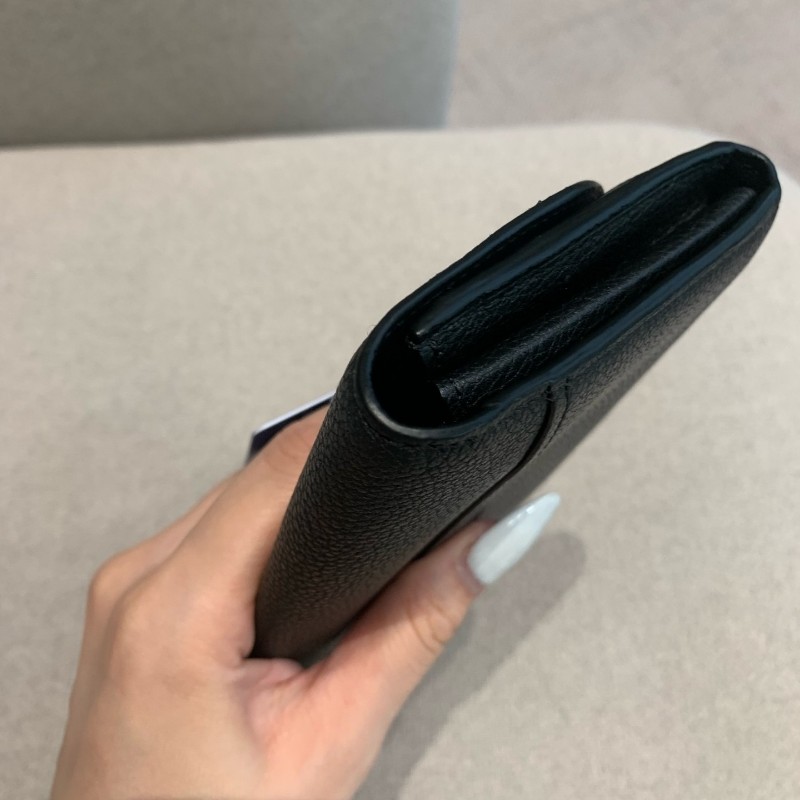 LV 路易威登黑金牛皮大logo長款錢包銀包-18