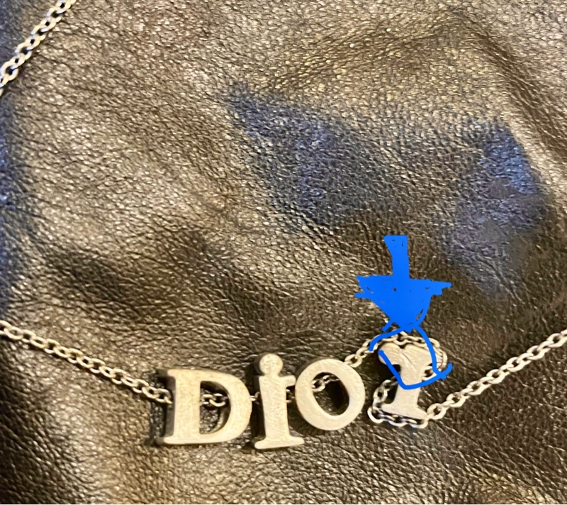 DIOR中古銀色立體字母正品項鍊-2
