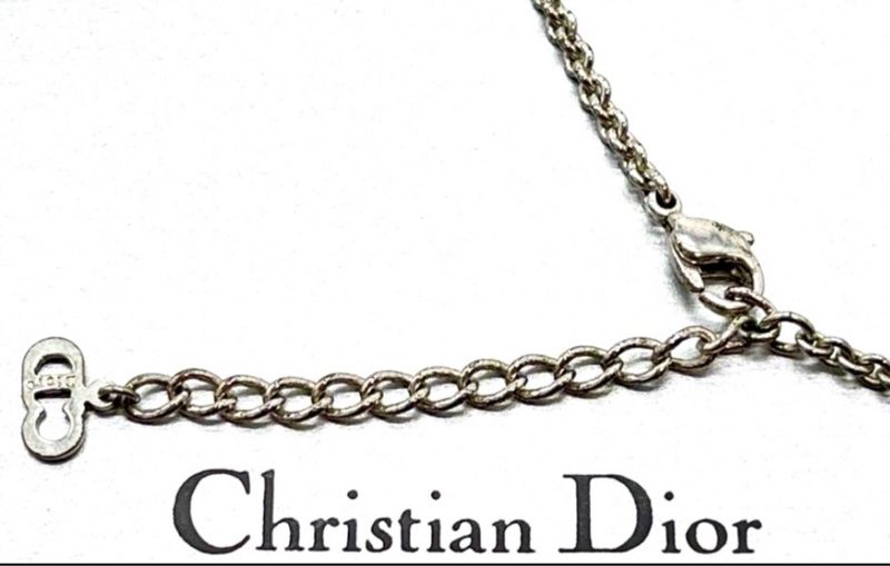 DIOR中古銀色立體字母正品項鍊-3