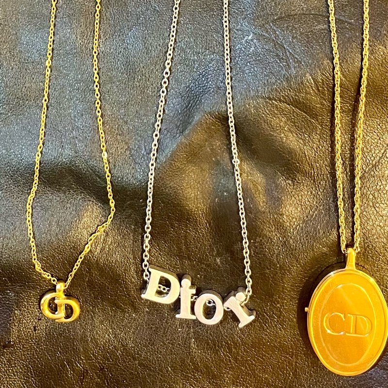 DIOR中古銀色立體字母正品項鍊-7