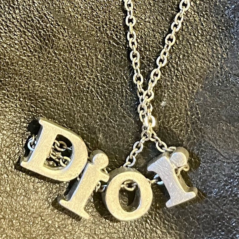 DIOR中古銀色立體字母正品項鍊-8