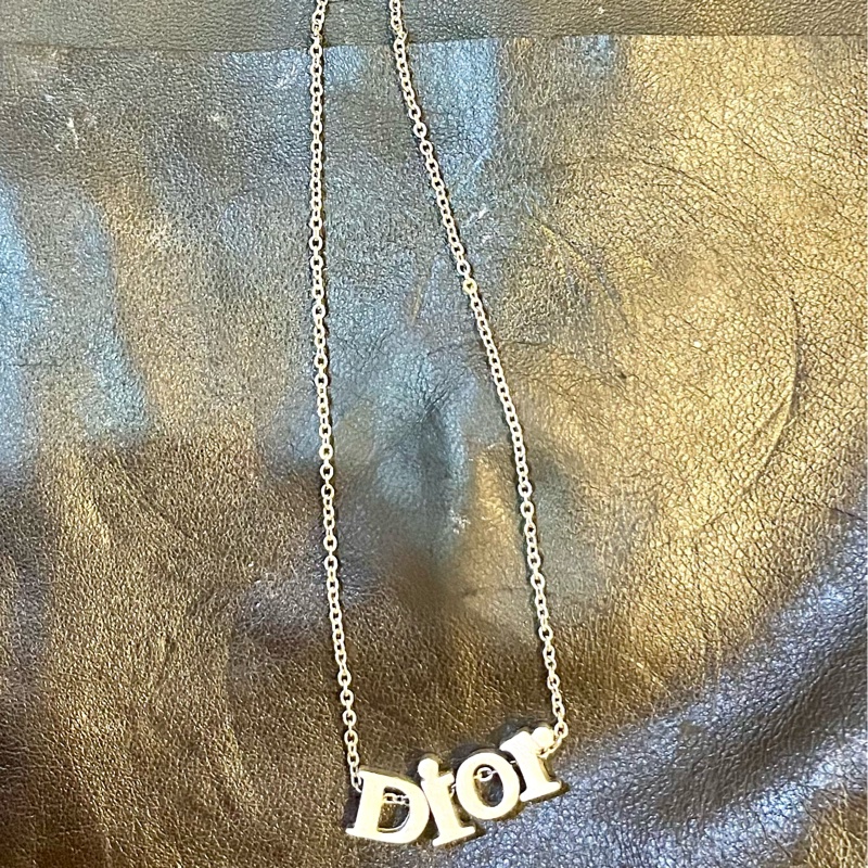 DIOR中古銀色立體字母正品項鍊-13