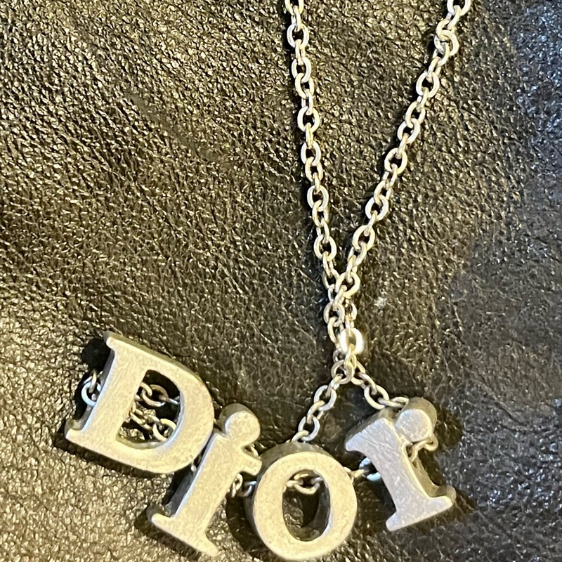 DIOR中古銀色立體字母正品項鍊-20