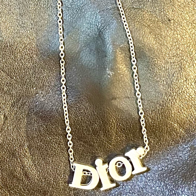 DIOR中古銀色立體字母正品項鍊-22