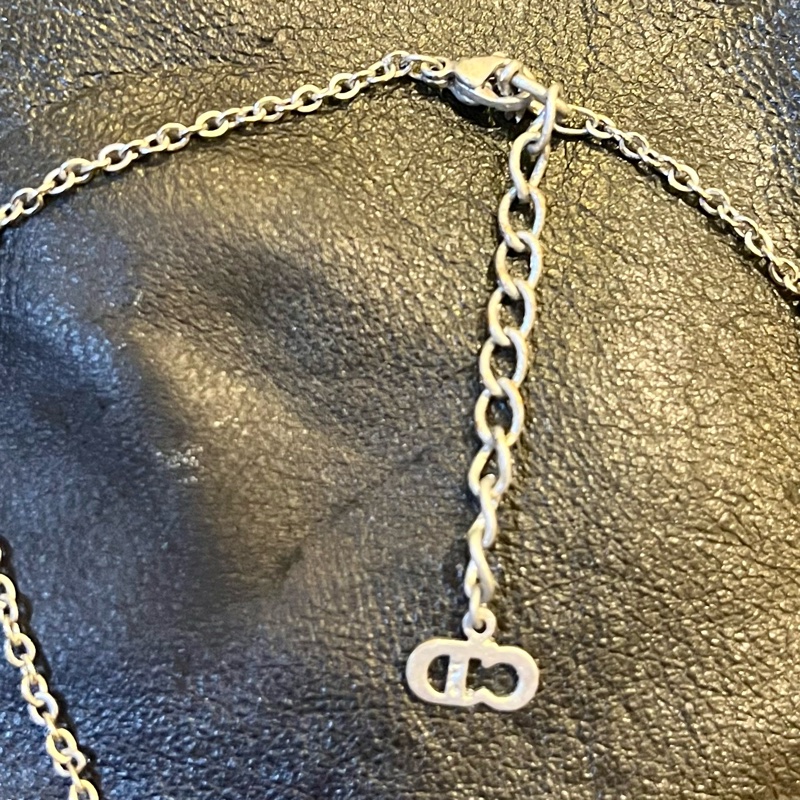DIOR中古銀色立體字母正品項鍊-24