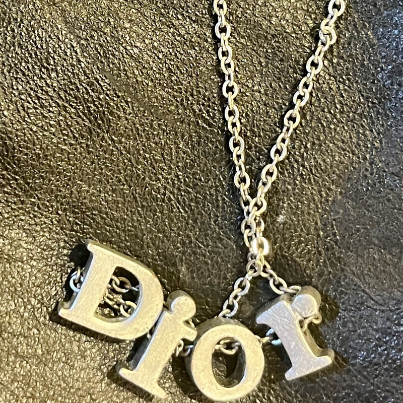 DIOR中古銀色立體字母正品項鍊-27