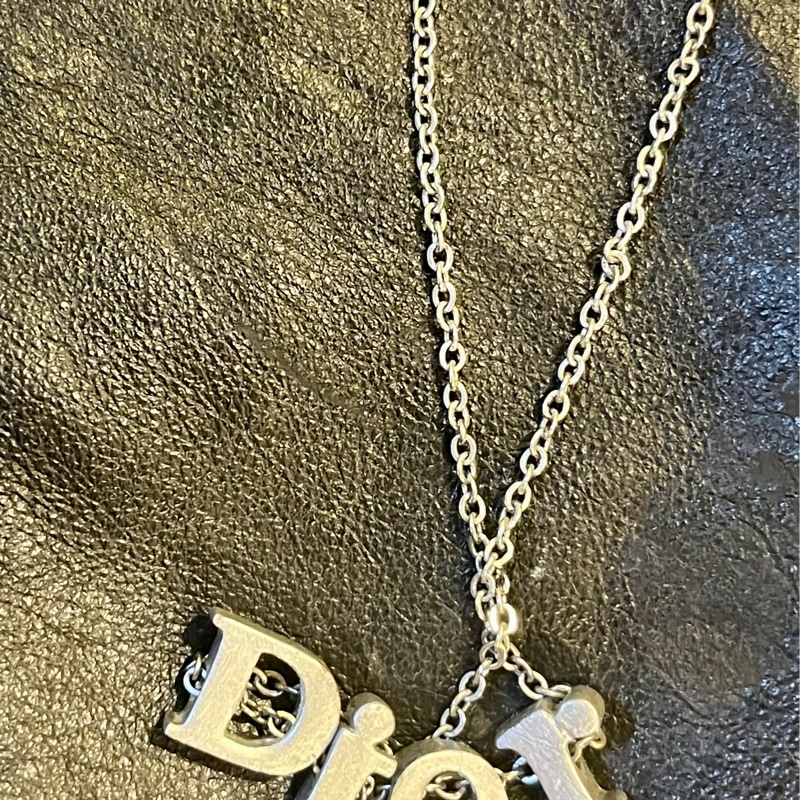 DIOR中古銀色立體字母正品項鍊-1