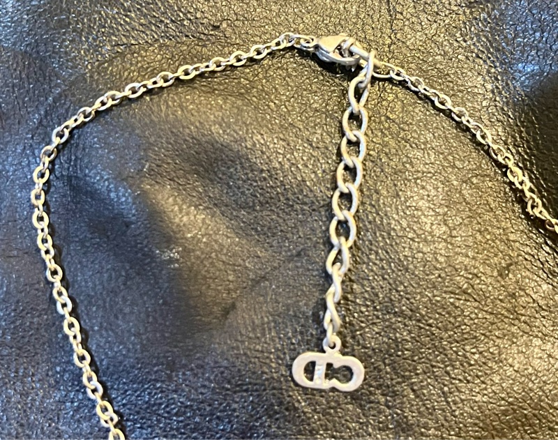 DIOR中古銀色立體字母正品項鍊-5