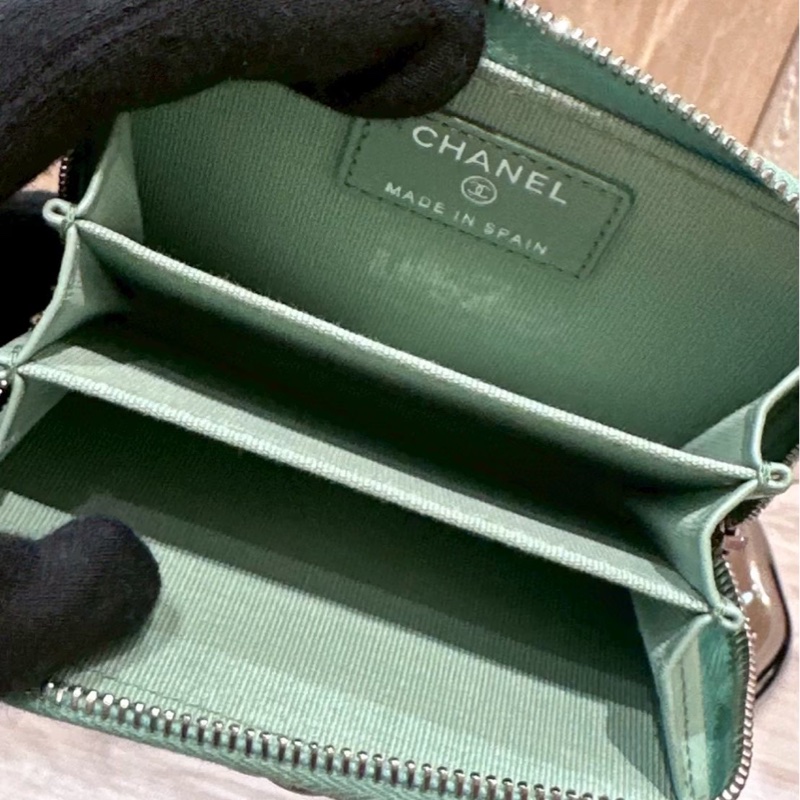 CHANEL Boy 湖水綠拉鍊卡包 新款雷標-4