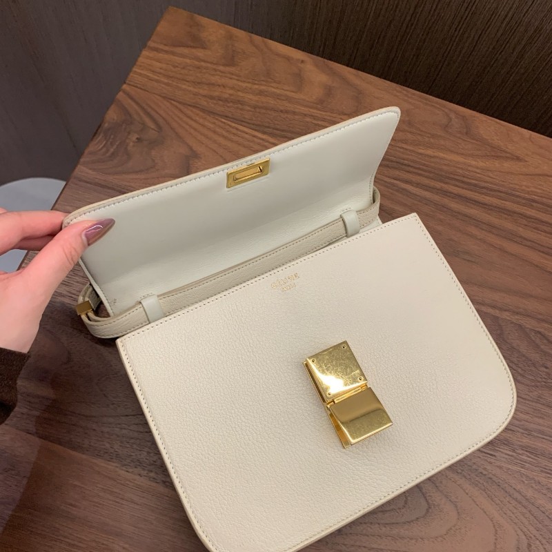 Celine Classic Box 豆腐包 白色金扣荔枝紋牛皮中號
肩背包 斜背包-5
