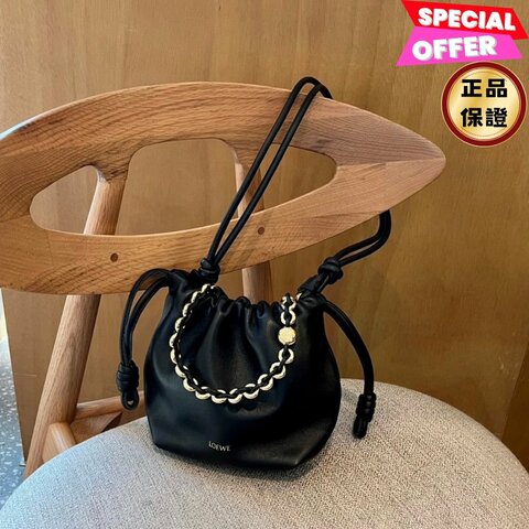 🎉新品好折扣✨Loewe 柔軟 Nappa 小羊皮 迷你 Flamenco 包 黑色