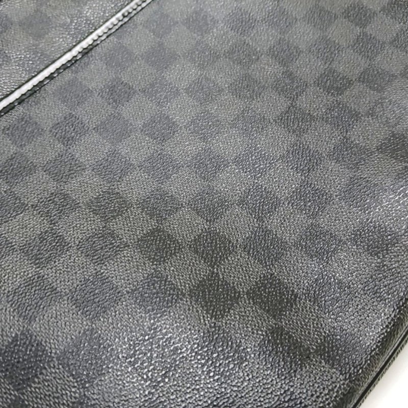 LOUIS VUITTON DANIEL 大號 灰色塗層帆布棋盤格斜背包肩背包 銀色五金-9