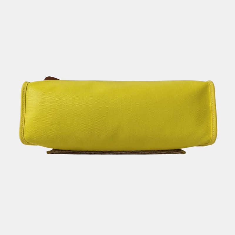 HERMÈS Herbag 31 糖果黃塗層帆布肩背包 手提包 銀色五金 Z刻 子袋可拆卸肩帶-5