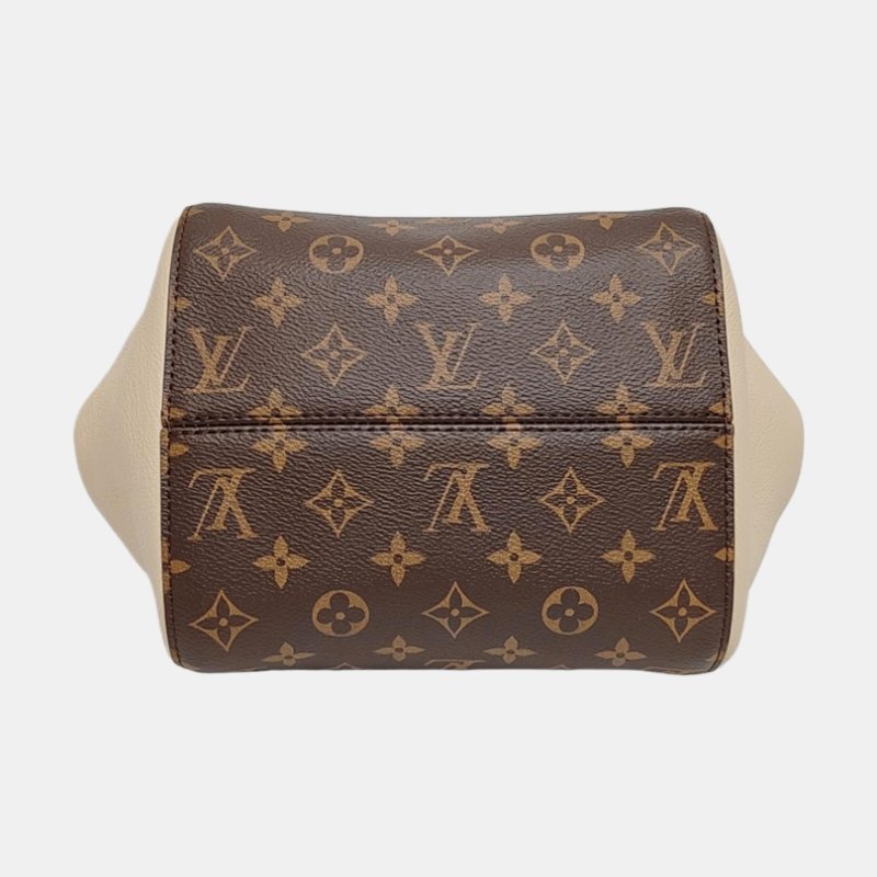 LOUIS VUITTON FOLD 小號 棕色塗層帆布老花肩背包手提包斜背包 金色五金 可拆卸肩帶-5