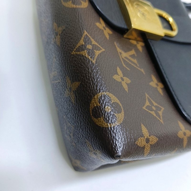 LOUIS VUITTON LOCKY BB 棕色塗層帆布老花鎖頭包肩背包手提包斜背包-13