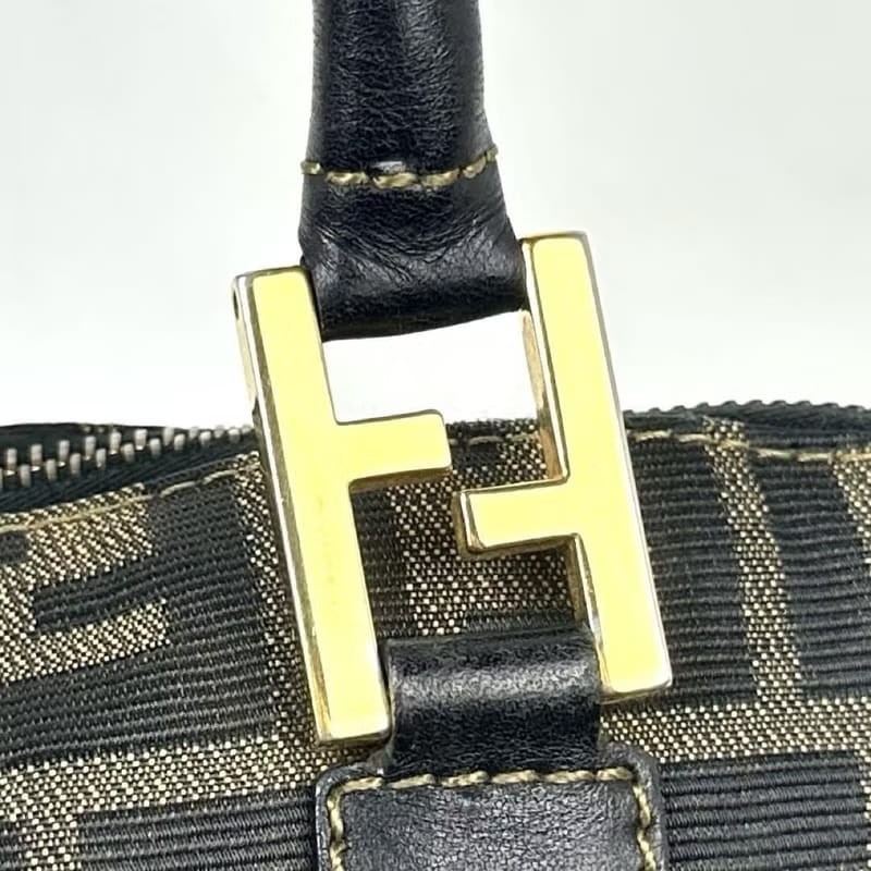 【LA LUNE】中古包 Fendi 小貝殼黑咖啡色老花單肩包 側背包 斜背包 二手包-2