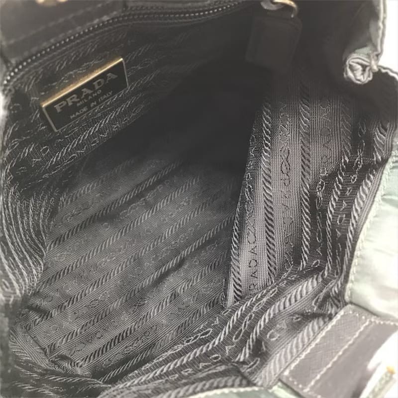 【LA LUNE】絕版古董包 稀有Prada暗橄欖綠色降落傘側背包 單肩包 托特包 中古二手-7