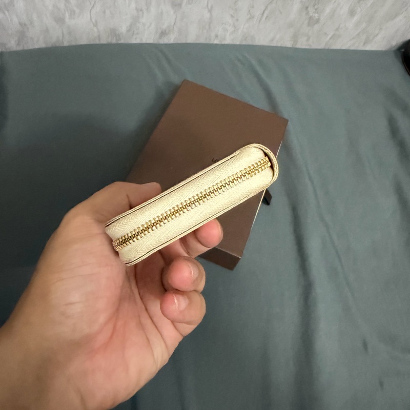Lv 白色棋盤格拉鍊零錢包-4