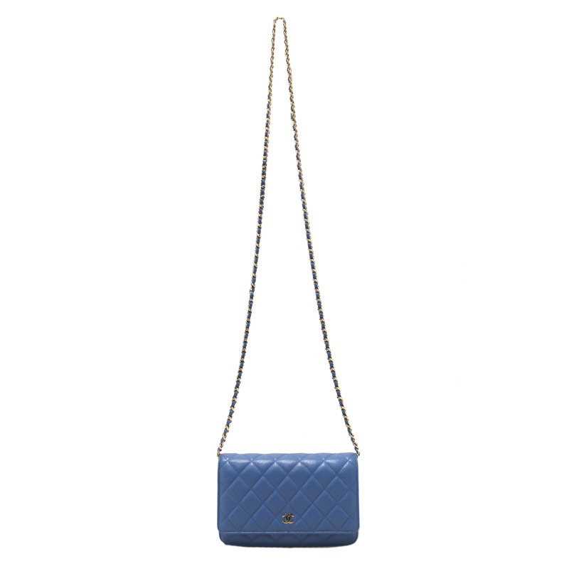 Chanel Blue Quilted Caviar Leather Wallet On Chain WOC/ Clutch Bag-1