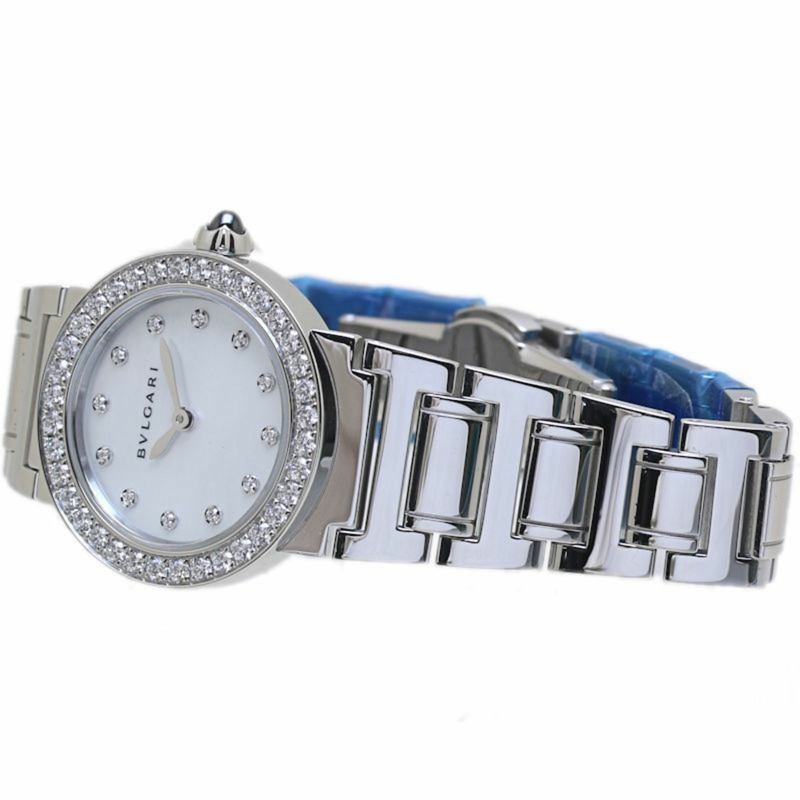 BVLGARI 女士不銹鋼手錶,錶圈鑲嵌 12 顆鑽石(BBL26WSDS BBL26S 102374)40086-2